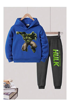 Hulk Baskılı Erkek Çocuk Eşofman Takımı 2 İplik Şardonlu