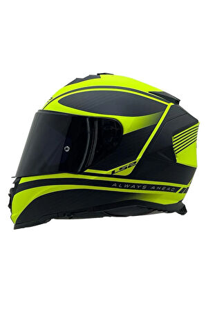 STORM 2 DODGER MAT SİYAH-NEON SARI KASK MAVİ CAM