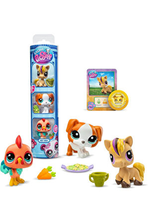 LPS Minişler Seri 3 Barnyard Pets 3'lü Figür Paketi - (#163 At, #164 Horoz ve #165 Teriyer Köpek)