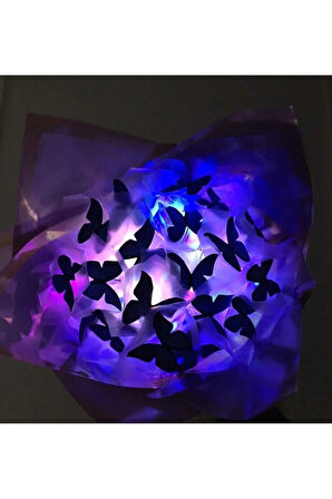 ledli mavi kelebek buketi