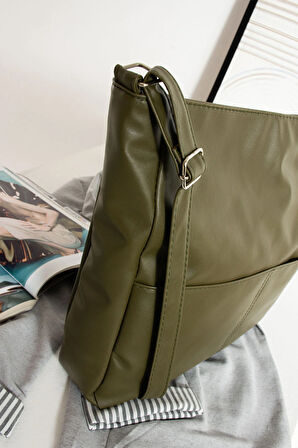 Kadın Modern Tasarımlı Geniş Hacimli  Kaliteli Deri Salaş Omuz Çantası