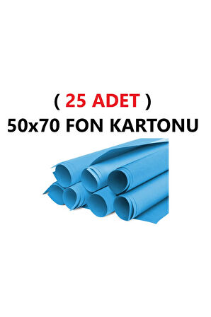 ( 25 Adet ) 50x70 Cm Koyu Mavi Renkli Fon Kartonu Rulo Canlı Renk Büyük Boy Anaokulu Kreş Okul