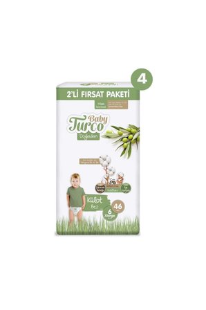 Baby Turco Doğadan 2'li Mega Fırsat Paketi Külot Bez 6 Numara Xlarge 184 Adet