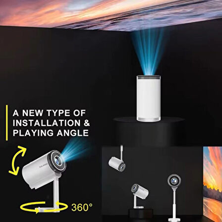 SK12 Projeksiyon Cihazı Taşınabilir Android Sistemli Wifi HDMI USB Destekli Projektör