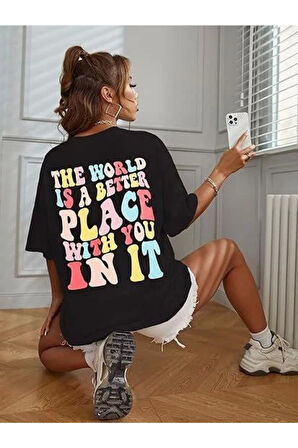 Aydoganticaret44 Bisiklet Yaka Baskılı T-shirt - Siyah
