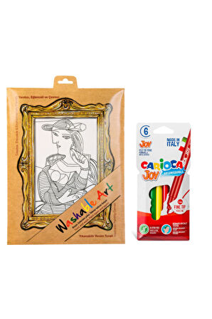 Washable Art 2'li Set | Pablo Picasso - Seated Woman, Carıoca Joy 6'lı Boya Kalemi 25x35cm