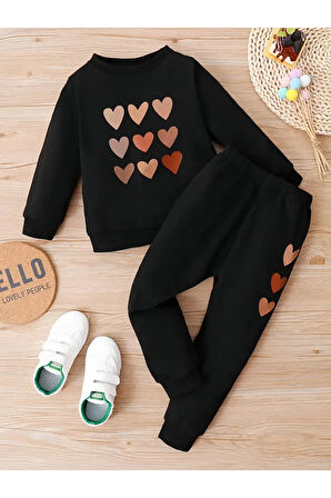 BASKILI UNISEX PAMUKLU ÇOCUK EŞOFMAN TAKIMI