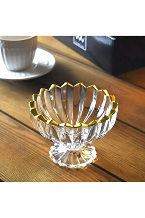 6 Adet Kahve Yanı Çerezlik Sunumluk Lokumluk Gold