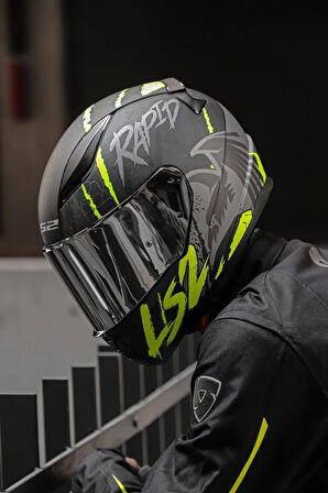 Rapıd 2 Raven Mat Siyah-gri-neon Sarı Kask