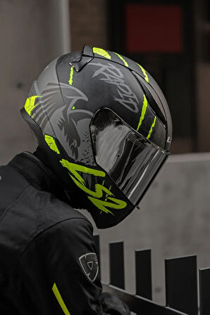 Rapıd 2 Raven Mat Siyah-gri-neon Sarı Kask