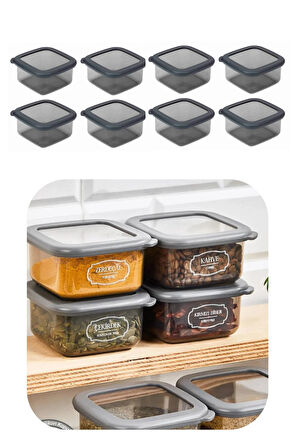 400 ml Gri Kare Saklama Kabı Silikon Kapak Hava Geçirmez Kuru Baklagil Kahve Bakliyat Makarna Kutu