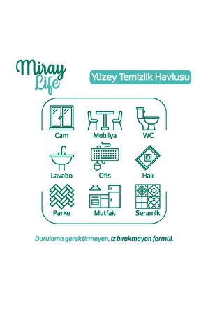 Miray Life Easy Clean Yüzey Temizlik Havlusu Adet Beyaz Sabun 12 paket * 100 lü