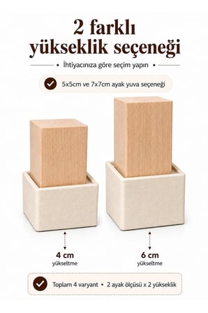 Dekoratif Mobilya Ayak Yükseltici 4’lü Set – Koltuk, Yatak, Baza ve Masa Yükseltme Aparatı