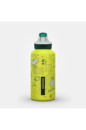 Çocuk Pipetli Alüminyum Matara - 0,6 L - Pratik Kapak - Sarı - 500
