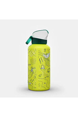 Çocuk Pipetli Alüminyum Matara - 0,6 L - Pratik Kapak - Sarı - 500