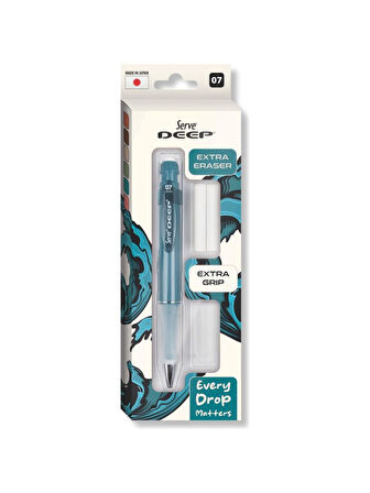 Serve Deep Kalem Grıp Silgi Yedekli Set 07 Mm Okyanus Mavi