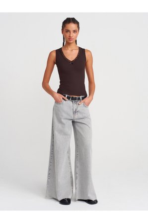 31778 Dantel Detaylı Top-Koyu Kahve