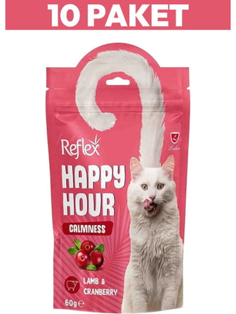 Reflex Happy Hour Calmness Kuzulu ve Kızılcıklı Kedi Ödül Maması 60gr - 10 Adet
