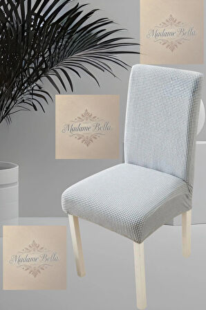 1 Adet Kare Desen Gri Sandalye Kılıfı, Lastikli Tüylenmez Yıkanabilir 45x45x60 Ölç Sandalye Örtsü