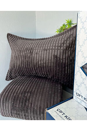 Merinos Modern Lıne 3 Parça Yatak Örtüsü Battaniye Seti Çift Kişilik Modernlıneantrasit02