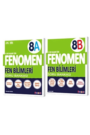 FENOMEN YAYINLARI 8. SINIF Fen Bilimleri A+B Soru Bankası  (2 KİTAP)