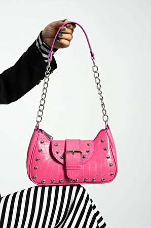 Bony ma zımbalı timsah desenli kol çantası