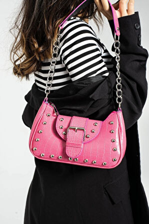 Bony ma zımbalı timsah desenli kol çantası