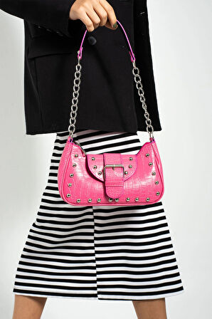 Bony ma zımbalı timsah desenli kol çantası