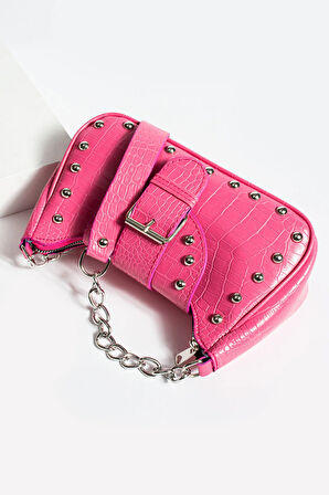 Bony ma zımbalı timsah desenli kol çantası