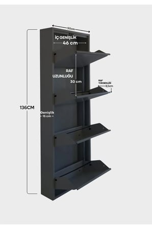 4'lü Metal Ayakkabılık - Antrasit