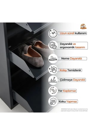 4'lü Metal Ayakkabılık - Antrasit