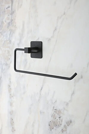 Kare Yapışkanlı Siyah Kağıt Rulo Havluluk, Peçetelik, Yapışkanlı Tasarım, Banyo Askısı