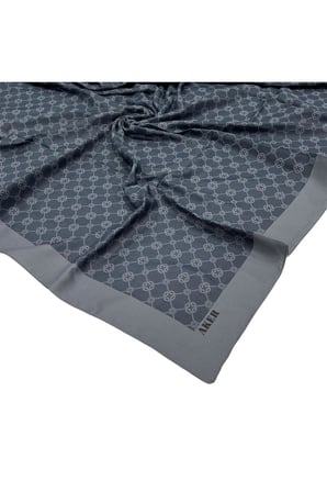 Elegance Monogram Eşarp - Antrasit 975