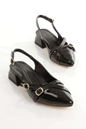 5 CM Kadın Tokalı Kısa Topuklu Sivri Burun Mary Jane Ayakkabı