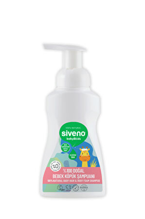 Siveno %100 Doğal Bebek Köpük Şampuanı Yenidoğan Saç ve Vücut İçin Nemlendirici Bitkisel Vegan 250 ml