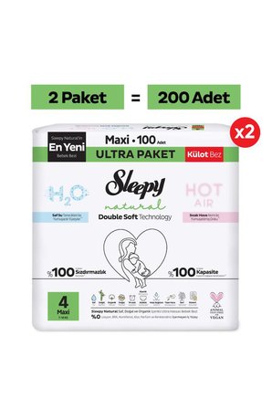 Sleepy Natural Double Soft Ultra Fırsat Paketi Külot Bez 4 Numara Maxi 200 Adet