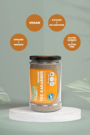 Organik Glutensiz Toz Karabiber 100 Gr x3 / Organic Gluten-Free Black Pepper Powder 100 Gr x3