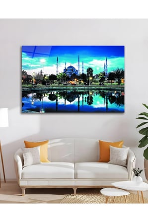 Sultan Ahmet Camii İslami Dini Cam Tablo Modern Ev Ofis Salon Duvar Oda Dekoru Hediyelik