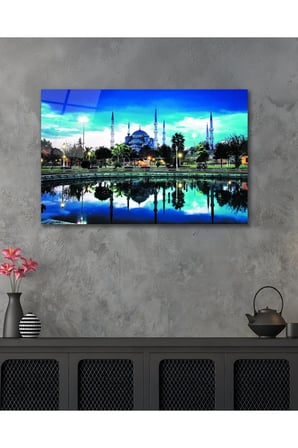 Sultan Ahmet Camii İslami Dini Cam Tablo Modern Ev Ofis Salon Duvar Oda Dekoru Hediyelik
