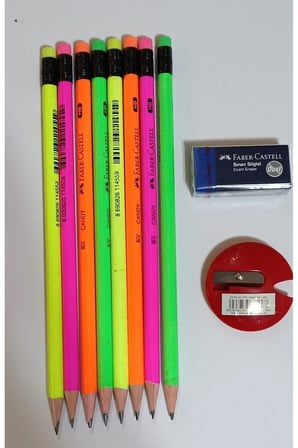 Candy Silgili Kurşun Kalem ve Kutulu Kalemtıraş+Silgi ( 8 ADET )