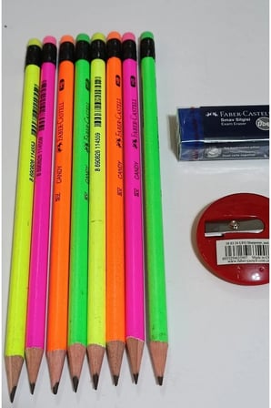 Candy Silgili Kurşun Kalem ve Kutulu Kalemtıraş+Silgi ( 8 ADET )