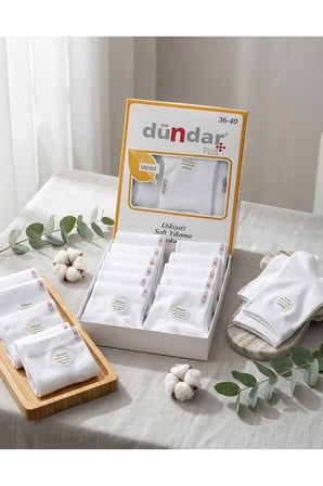 12'li Kadın Modal Patik Çorap Beyaz Nefes Alan Yumuşak Sneaker Çorabı