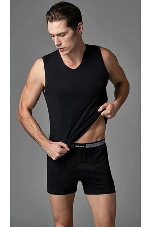 Erkek, %100 Cotton, V-Yaka, Kolsuz, 6'li Atlet/ T-shirt