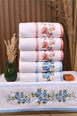 Özdilek Azalea 6'lı Nakışlı Pamuklu Işlemelik Çeyizlik 50*90 El Yüz Havlusu M-3