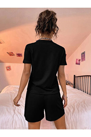 Erkek Yeşil  Oversize Los Angeles Baskılı Baskılı  Bisiklet Yaka Kısa Kollu T-shirt Şort Takımı