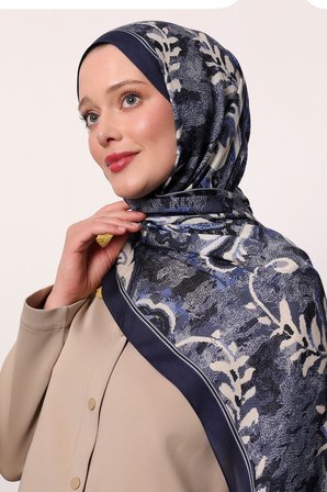 LuvenSara Desenli Şal Lacivert