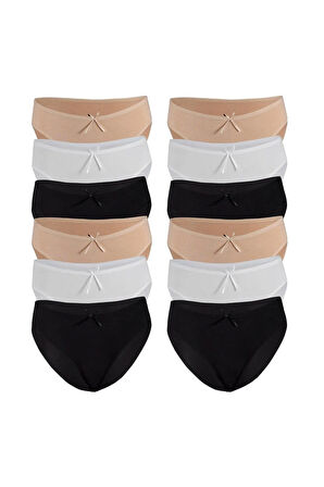 Kadın 12'li Paket Bambu Bikini Külot