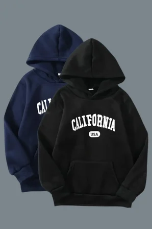 2 Adet Mevsimlik California Baskılı Unısex Çocuk Sweatshırt