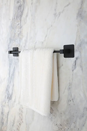 Siyah Kare Yapışkanlı Uzun Havluluk / Açık Tuvalet Kağıtlığı 2li Banyo Düzenleyici Seti