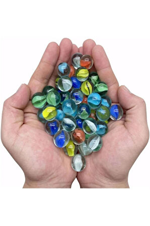 100 Adet Cam Misket -Bilye Rengarenk Özel Kırmızı Tül Kese İçinde Misket Oyuncak-Cam Misket Bilye